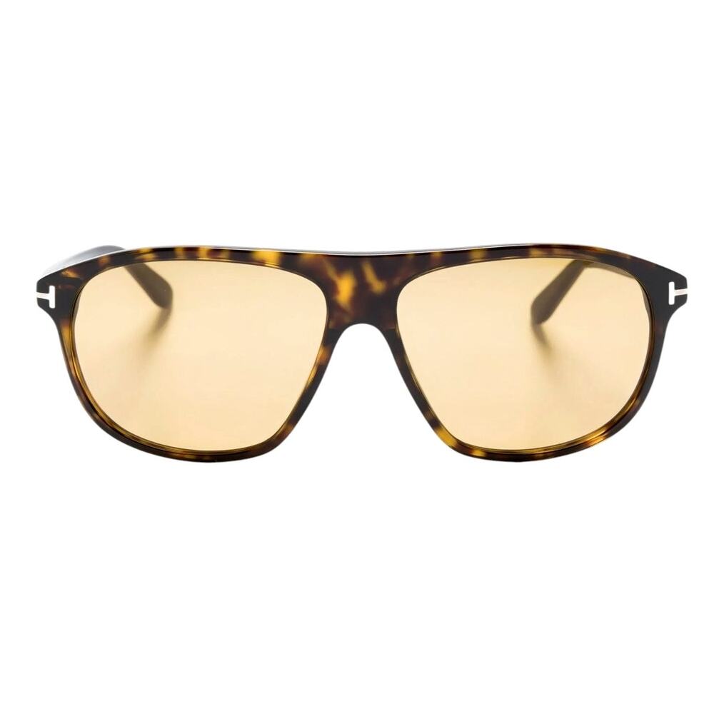 TOM FORD Mens Prescott tortoise shell pilot frame beige lens sunglasses 60mm NWT